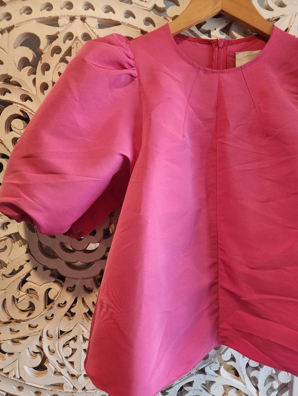 AVN PUFF SLEEVES CREW NECK PINK TOP 38 MADE IN ITALY - Picture 9 of 16